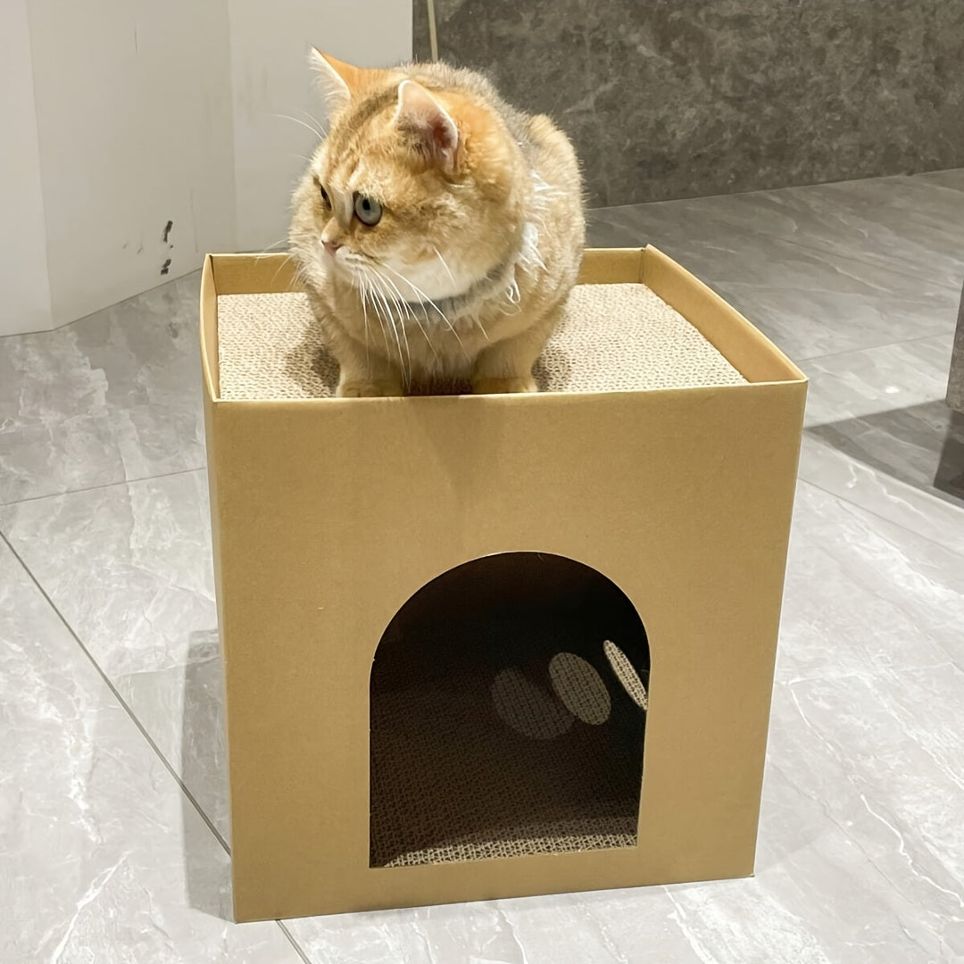 Maison en Carton avec Griffoir Intégré pour Chat