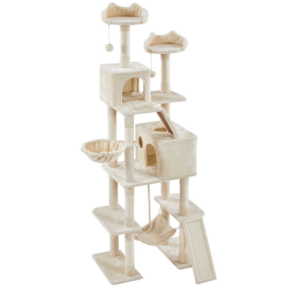Arbre à Chat Multi-Niveaux 209 cm avec Hamac et Niches