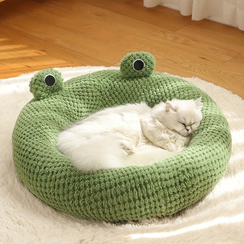 Panier rond en peluche forme grenouille pour petit Chien ou Chat