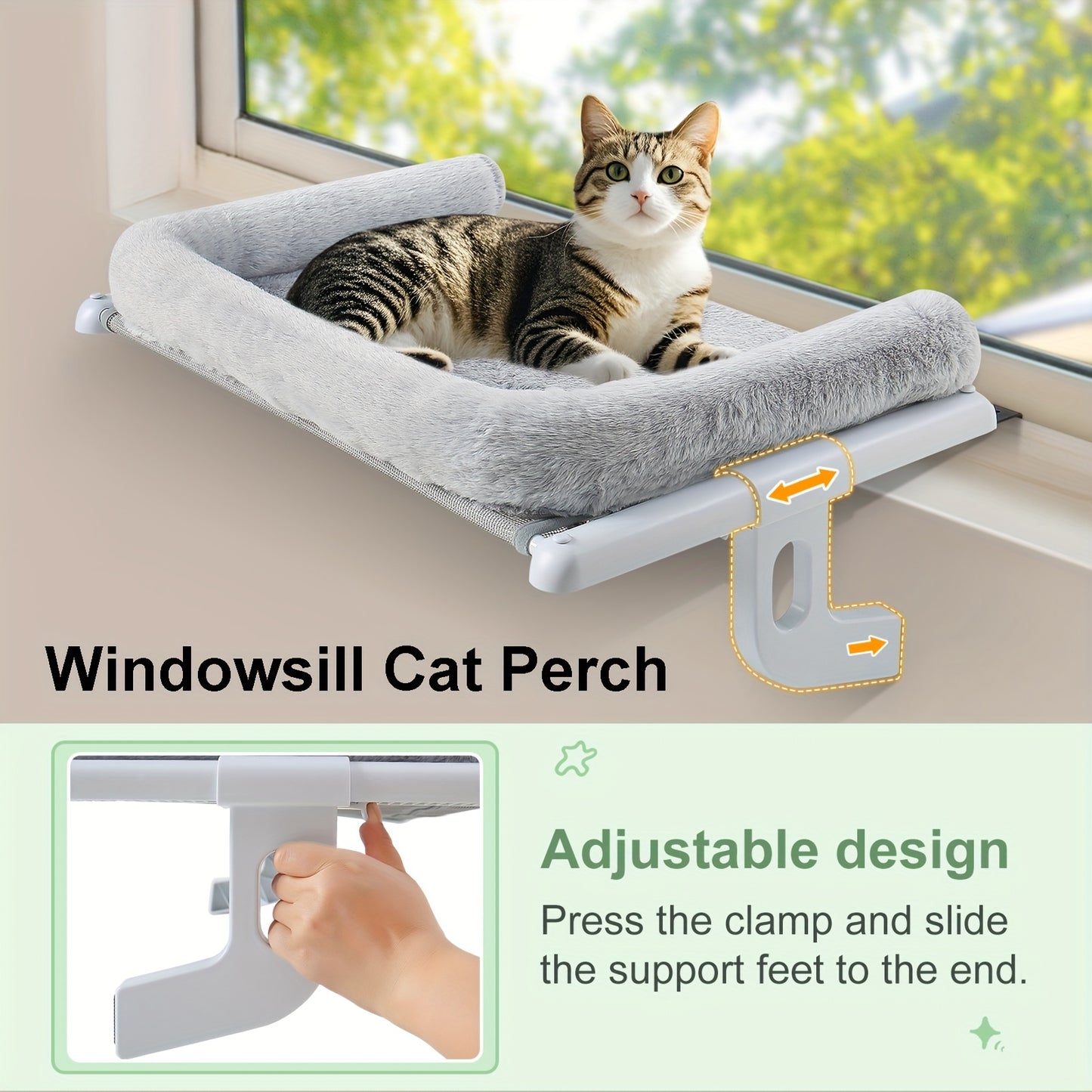 Hamac de Fenêtre ou Radiateur avec Coussin Large pour Chats
