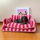 Canapé Double Coussin à Rayures pour Chien et Chat