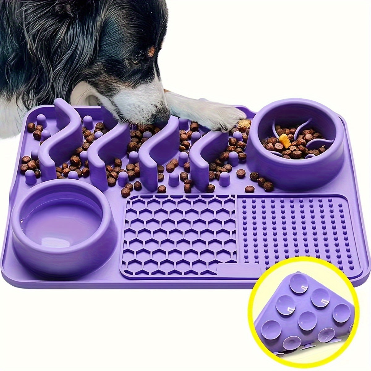 Tapis à Lécher Multifonction avec Bols en Silicone pour Chien