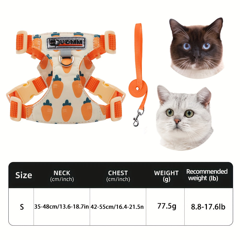 Harnais Imprimé Confortable avec Laisse pour Chats