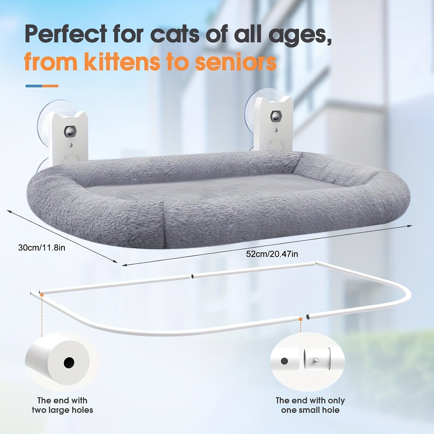 Perchoir de Fenêtre avec Coussin Douillet pour Chat