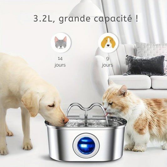 Double Fontaine Inox Jet pour Chien et Chat