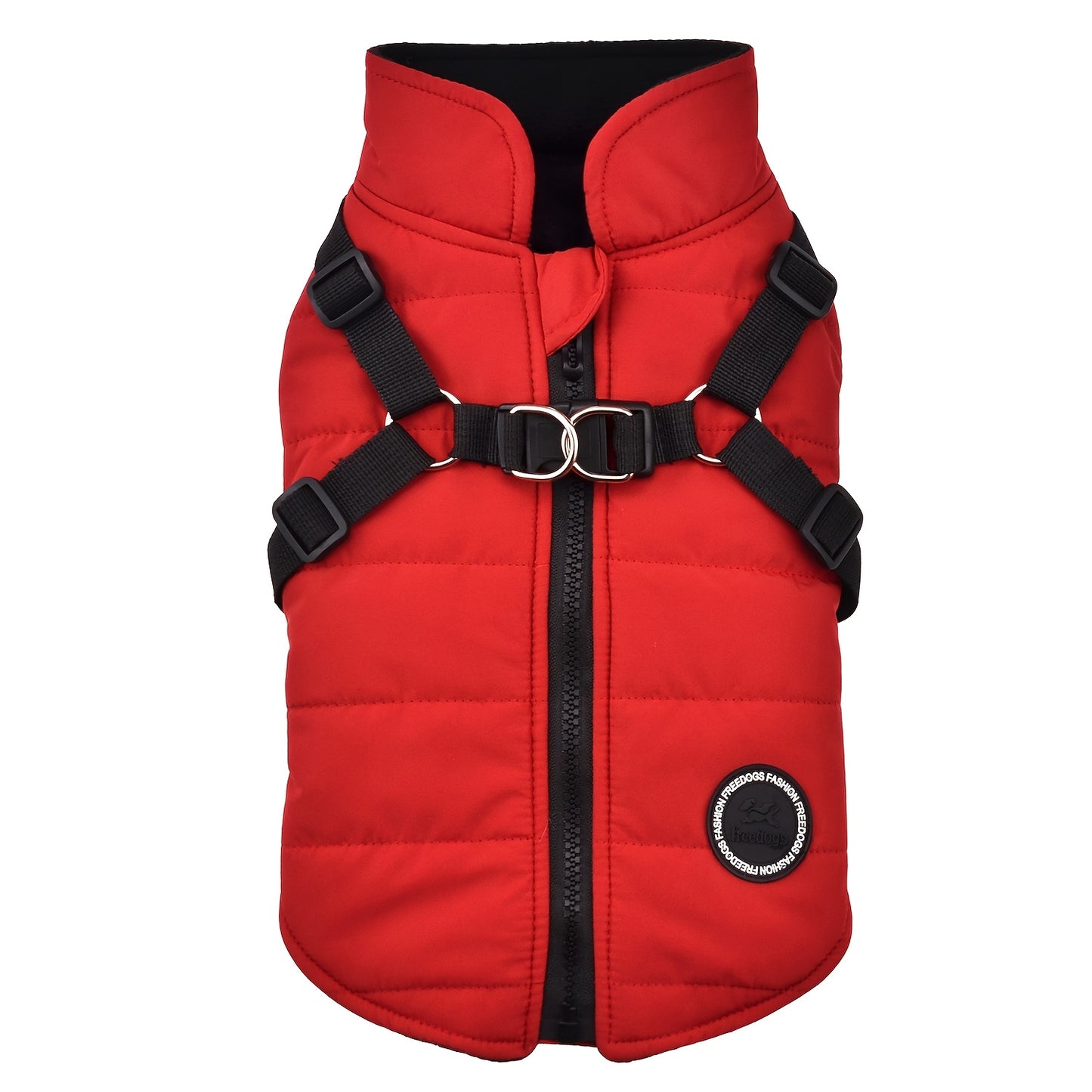 Veste Matelassée Rouge avec Harnais Intégré pour Chiens