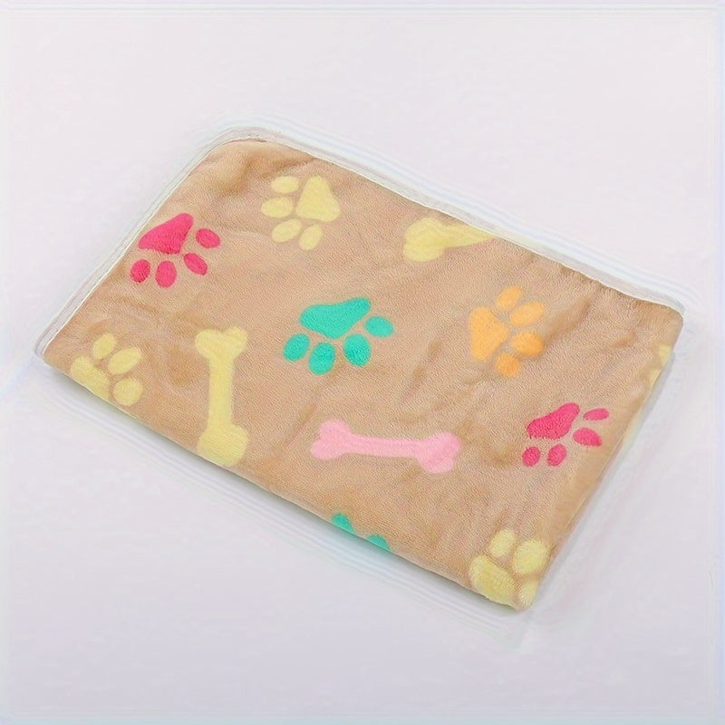 Couverture Flanelle Ultra Douce à Motifs Pattes et Os pour Chien