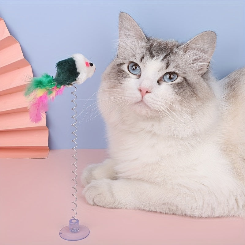 Jouet Souris à Ressort avec Ventouse pour Chat