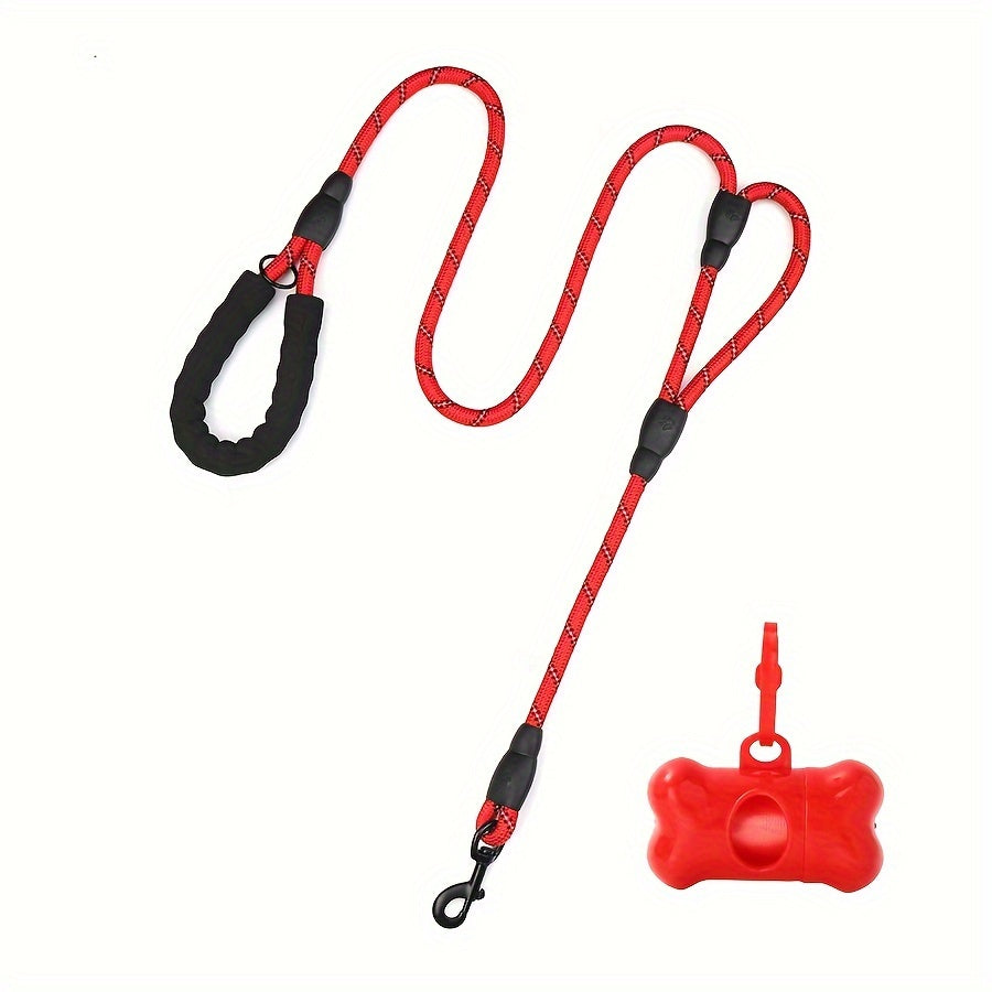 Laisse Corde avec Double Poignée + Porte Sacs pour Chien