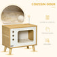 Maison pour Chat Forme TV avec Coussin Douillet et Balle Suspendue