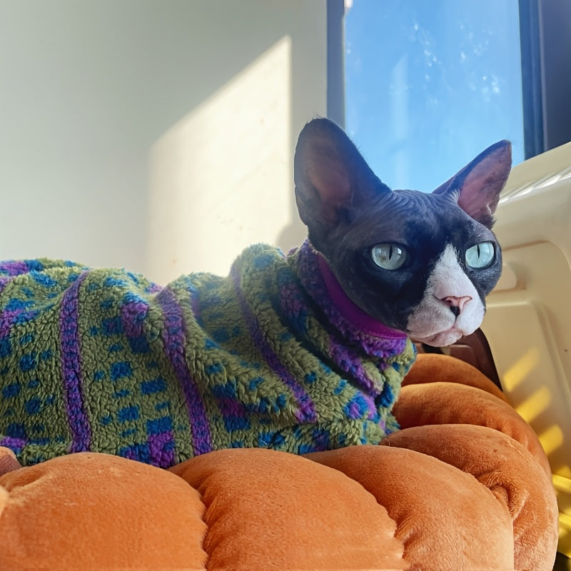 Manteau Zippé en Maille pour Chats – Veste Hivernale