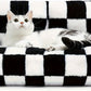 Canapé en peluche à carreaux pour chien et chat