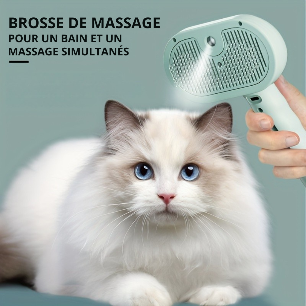 Brosse Massante Vaporisante pour Animaux – 3 en 1
