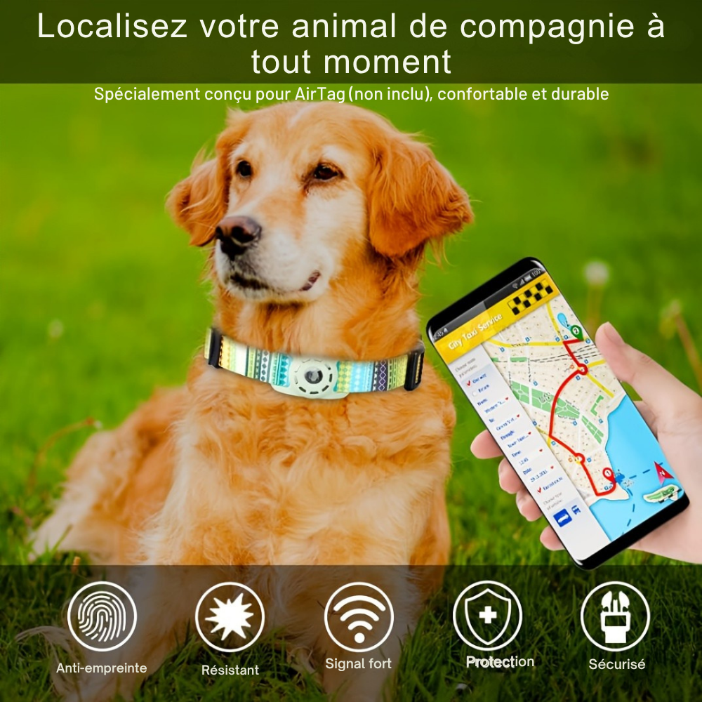 Collier GPS Chic Motif Géométrique pour Chien et Chat