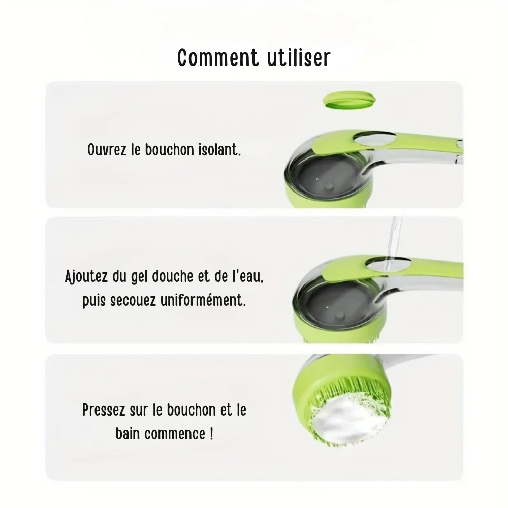 Brosse de Bain Ergonomique avec Long Manche pour Chiens et Chats