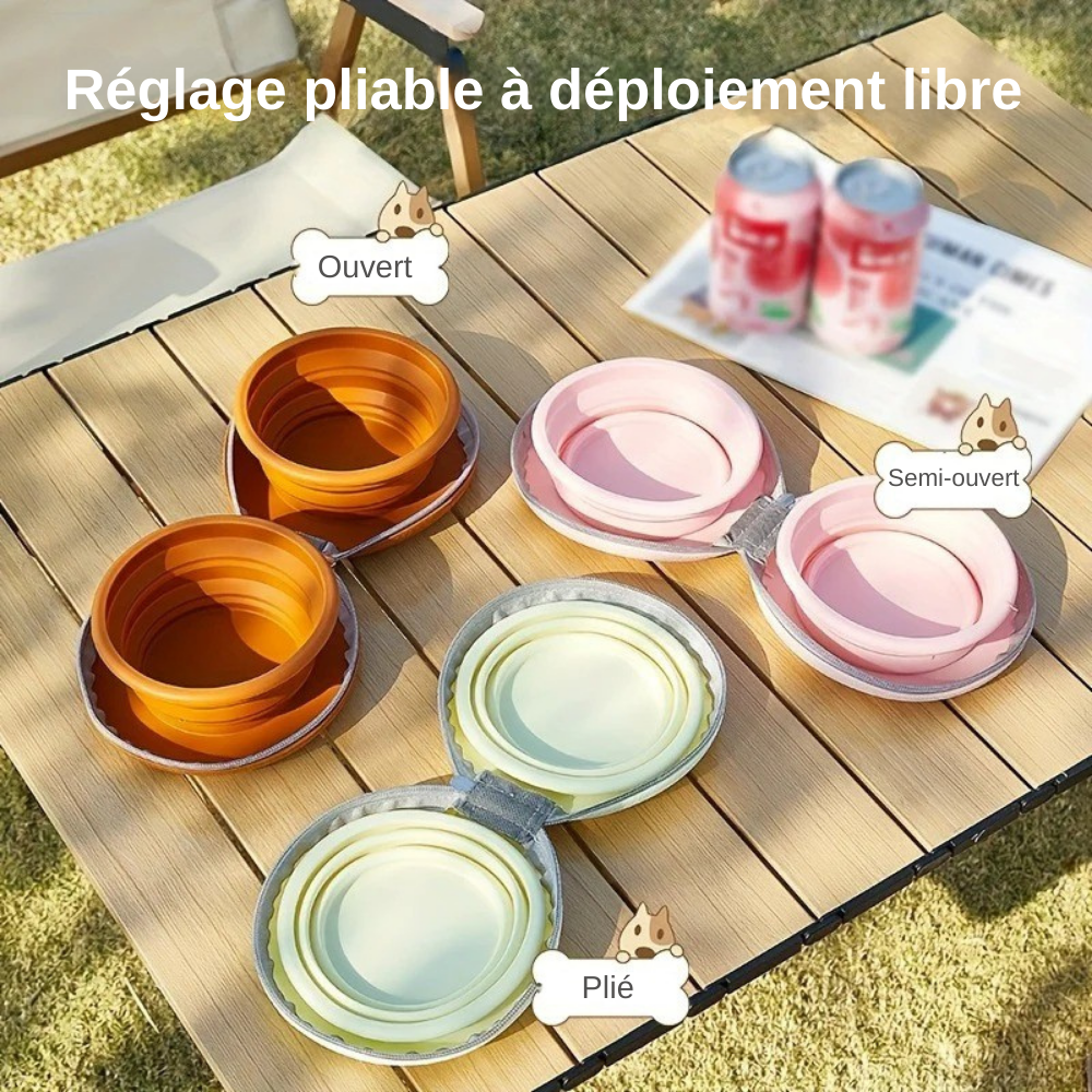 Gamelle double pliable en silicone pour voyage