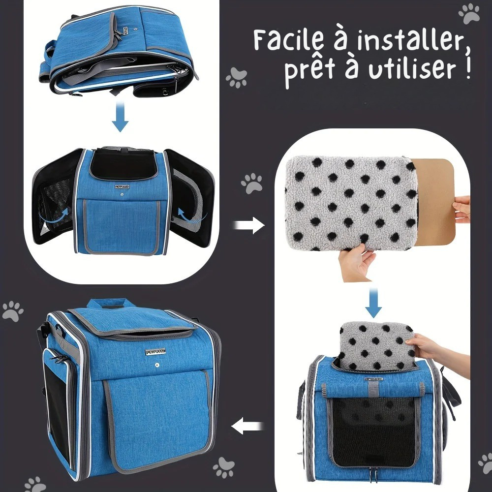 Panier vélo et sac à dos pliable pour Chien ou Chat