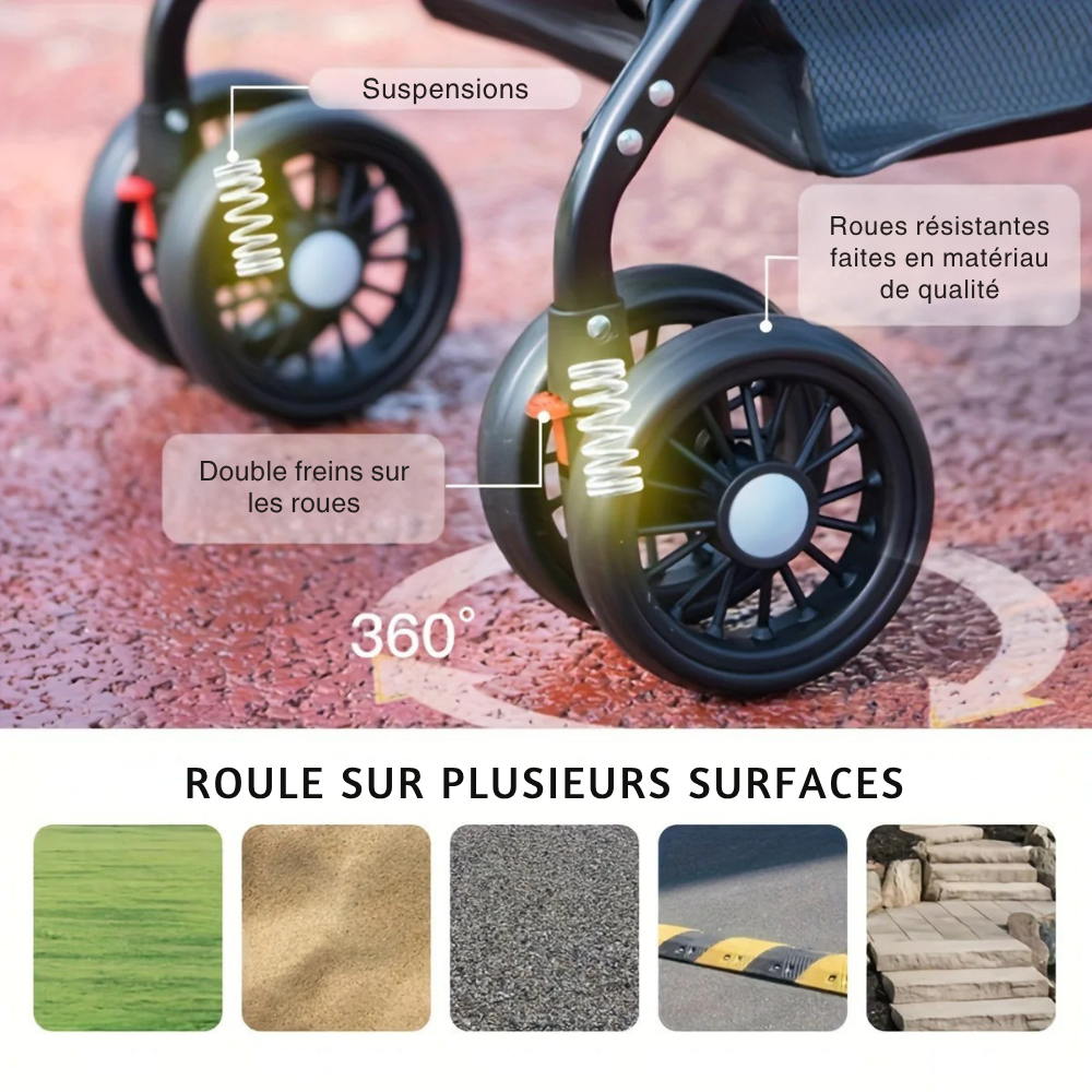 Poussette Pliable avec Panier Détachable pour Animaux