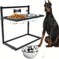 Support repas en métal ajustable avec gamelles inox pour Chien