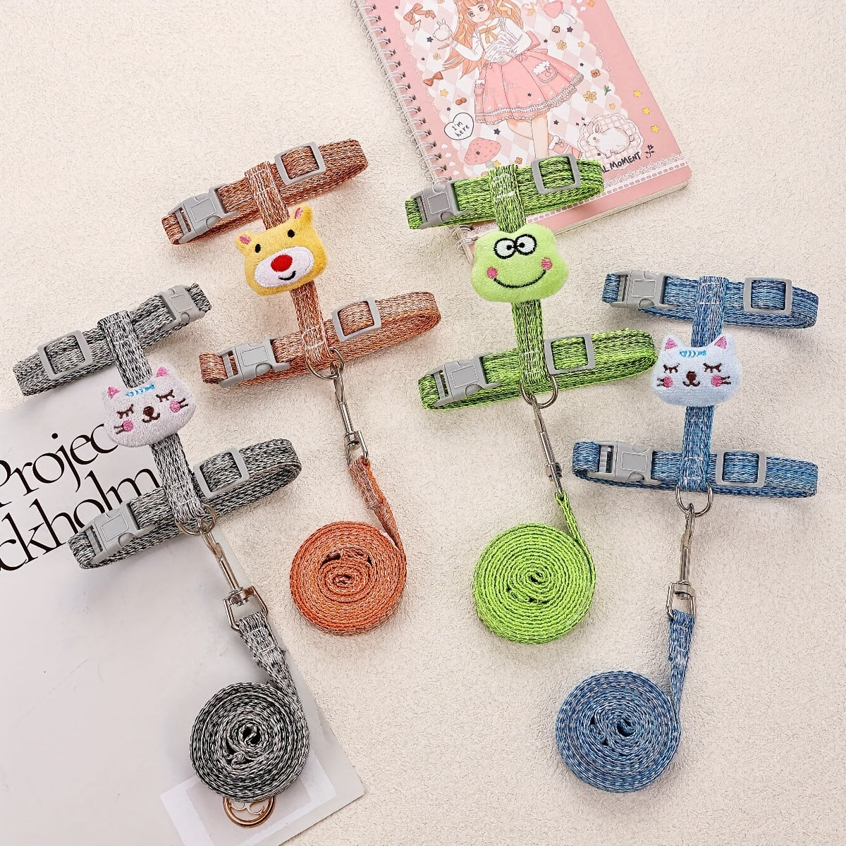 Harnais et Laisse pour Chat en Polyamide avec Motifs Ludiques