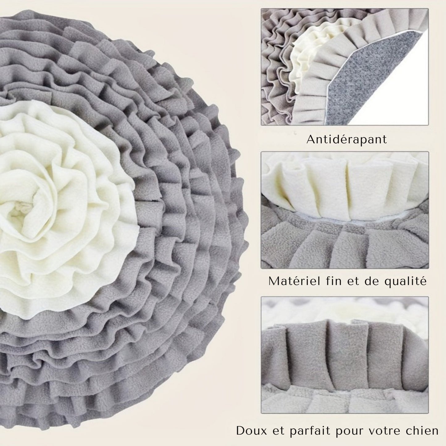 Tapis de Fouille Fleur Rond en Polyester pour Chien