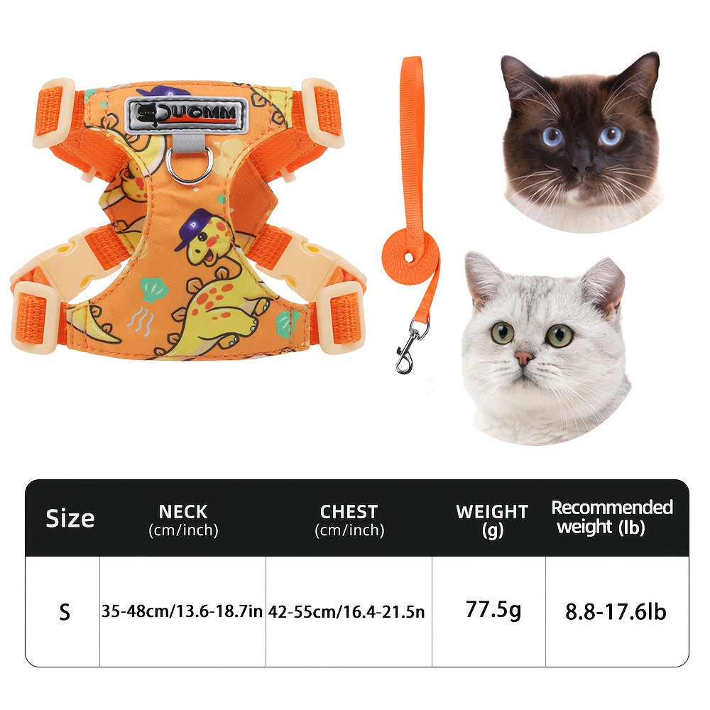 Harnais Imprimé Confortable avec Laisse pour Chats