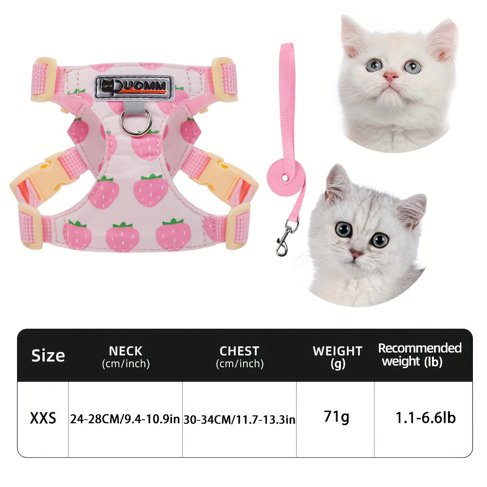 Harnais Imprimé Confortable avec Laisse pour Chats