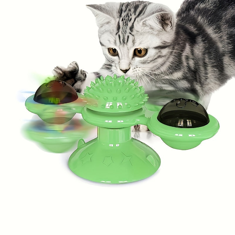 Jouet interactif pour chat en forme de moulin à vent