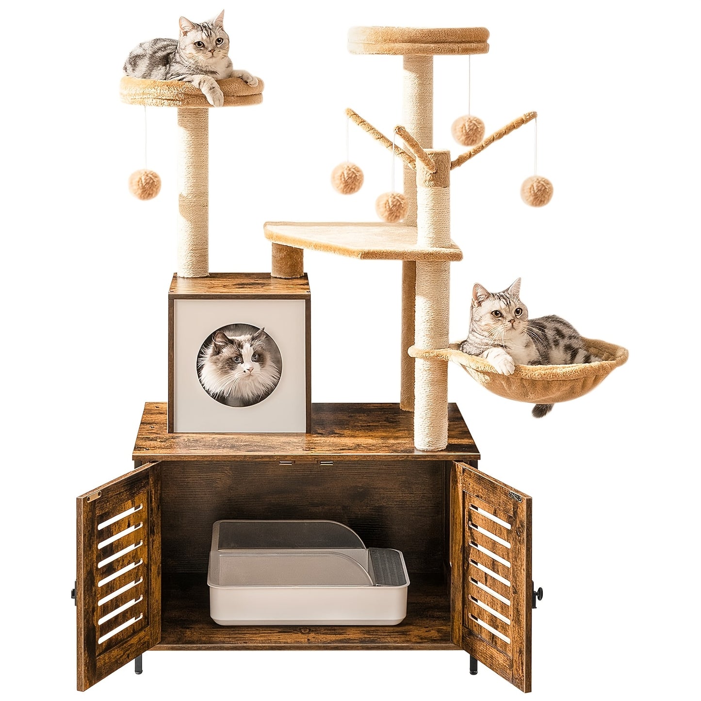 Arbre à Chat avec Meuble pour Litière