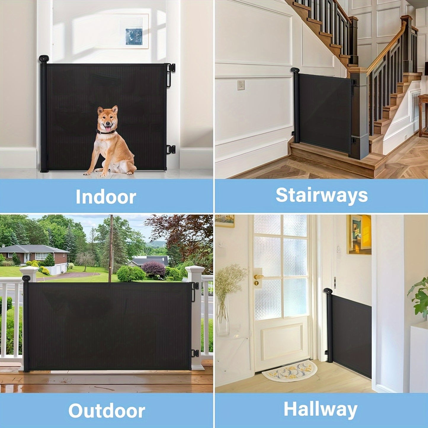 Barrière de Sécurité Rétractable pour Animaux – Maille PVC