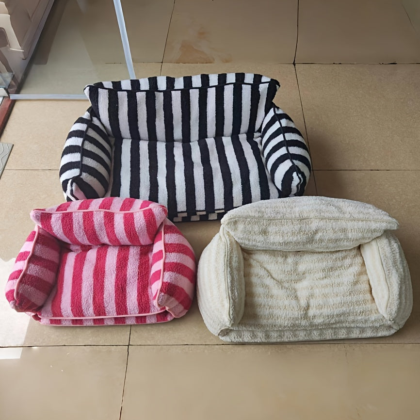 Canapé Double Coussin à Rayures pour Chien et Chat