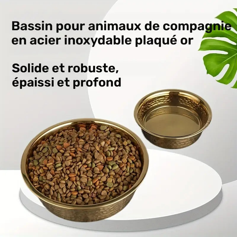 Gamelle inox martelée décorative pour chien et chat