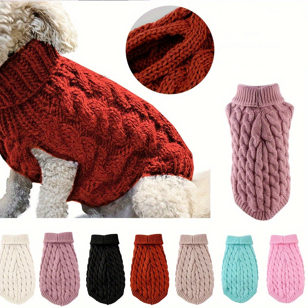 Pull Tricoté Torsadé pour Chiens et Chats – Vêtement Chaud 7 Couleurs
