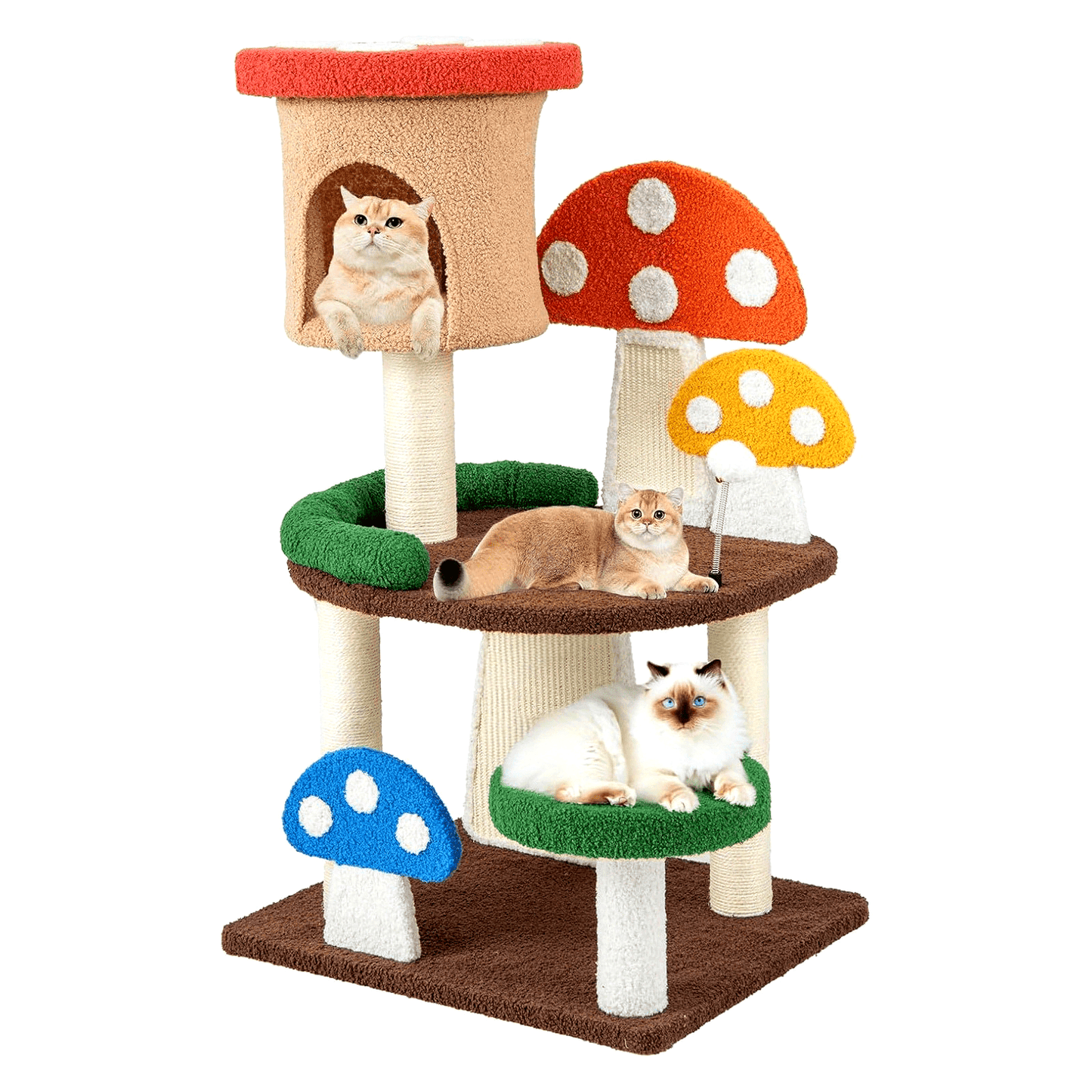 Arbre à Chat en Forme de Champignon 4 en 1 avec Niche et Poteau à Griffer en Sisal