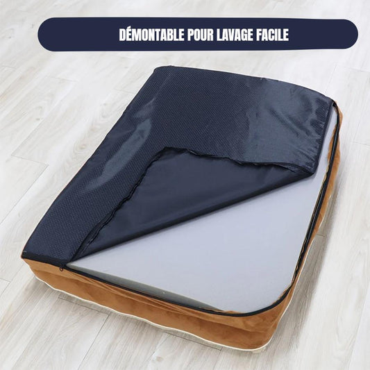 Lit Orthopédique Gris à Mousse pour Chien – Antidérapant & Déhoussable