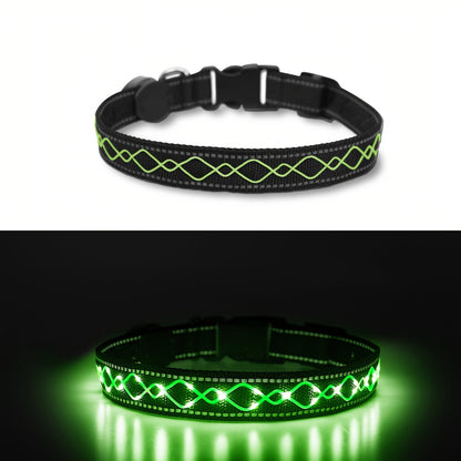 Collier lumineux LED brodé pour Chien, 3 tailles, de S (27-38cm) à L (45-73cm)