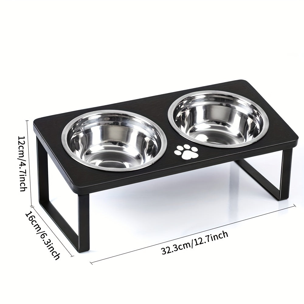 Gamelle Inclinée Élevée pour Chat – Double Bol Inox avec Support Métallique