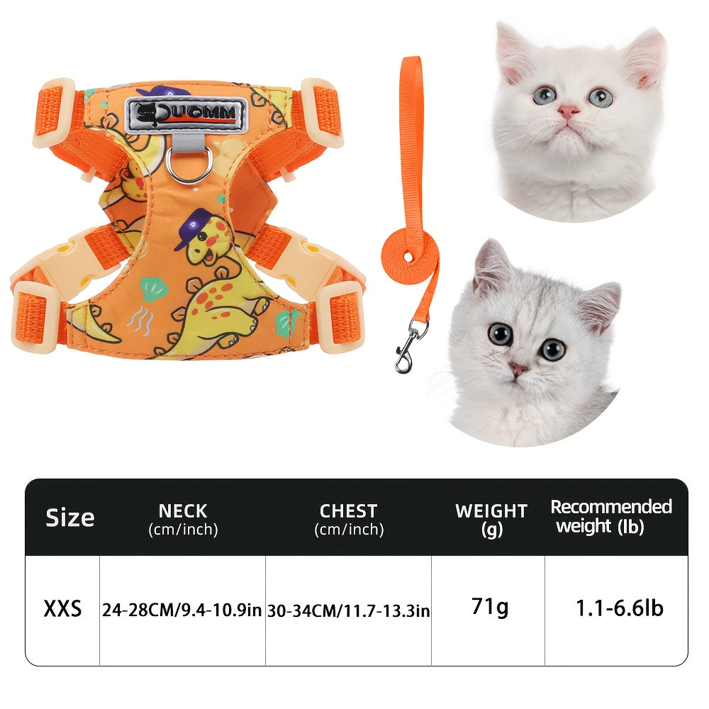 Harnais Imprimé Confortable avec Laisse pour Chats