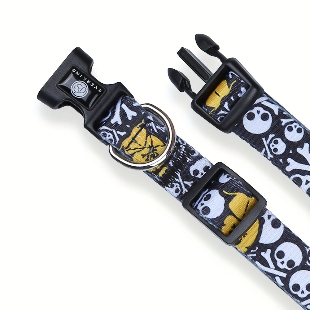 Collier Ajustable imprimé pour Chien – Motif tête de mort