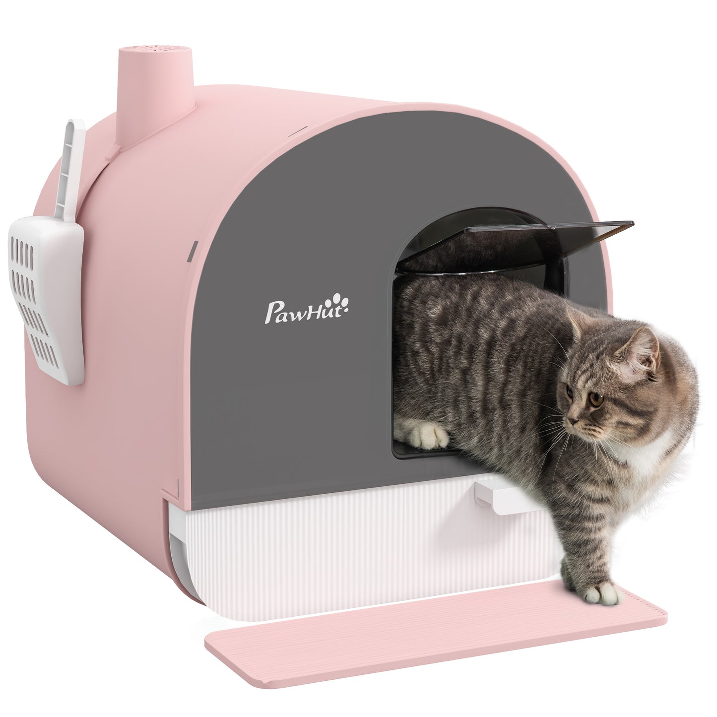 Litière pour chat PawHut avec porte battante, pelle et filtre