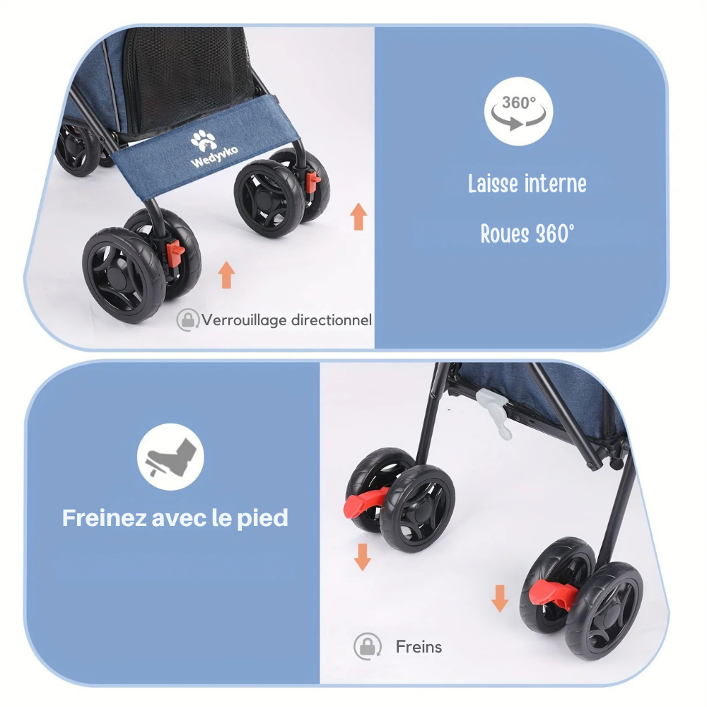 Poussette Pliable pour Chats et Petits Chiens