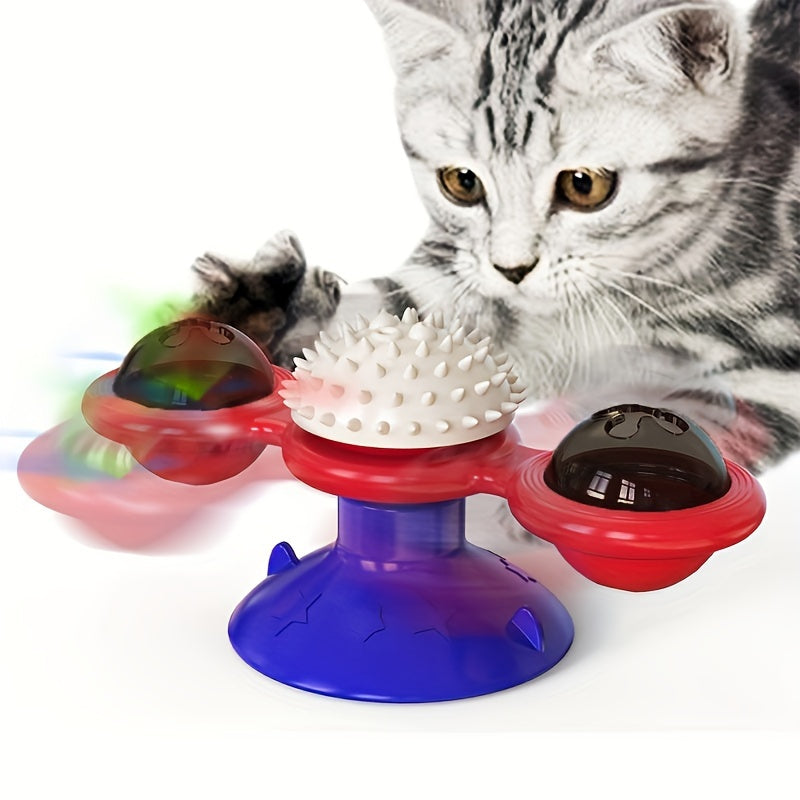 Jouet interactif pour chat en forme de moulin à vent