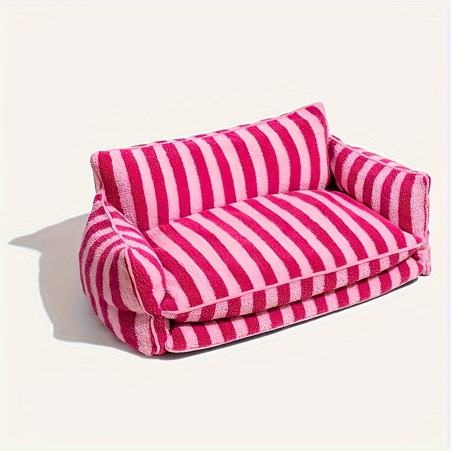 Canapé Double Coussin à Rayures pour Chien et Chat
