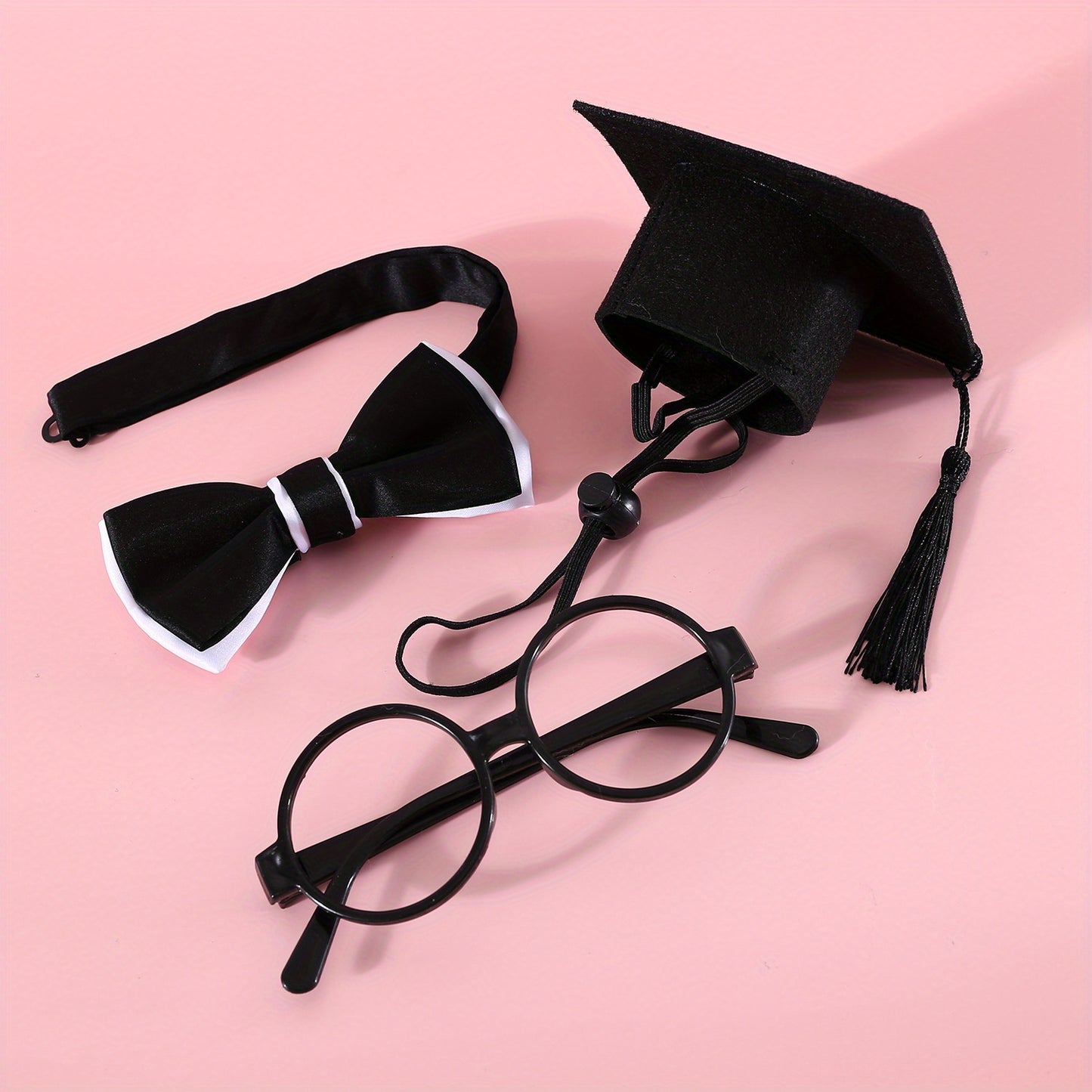 Déguisement de Remise de Diplôme pour Chat – Chapeau, Lunettes et Nœud Papillon