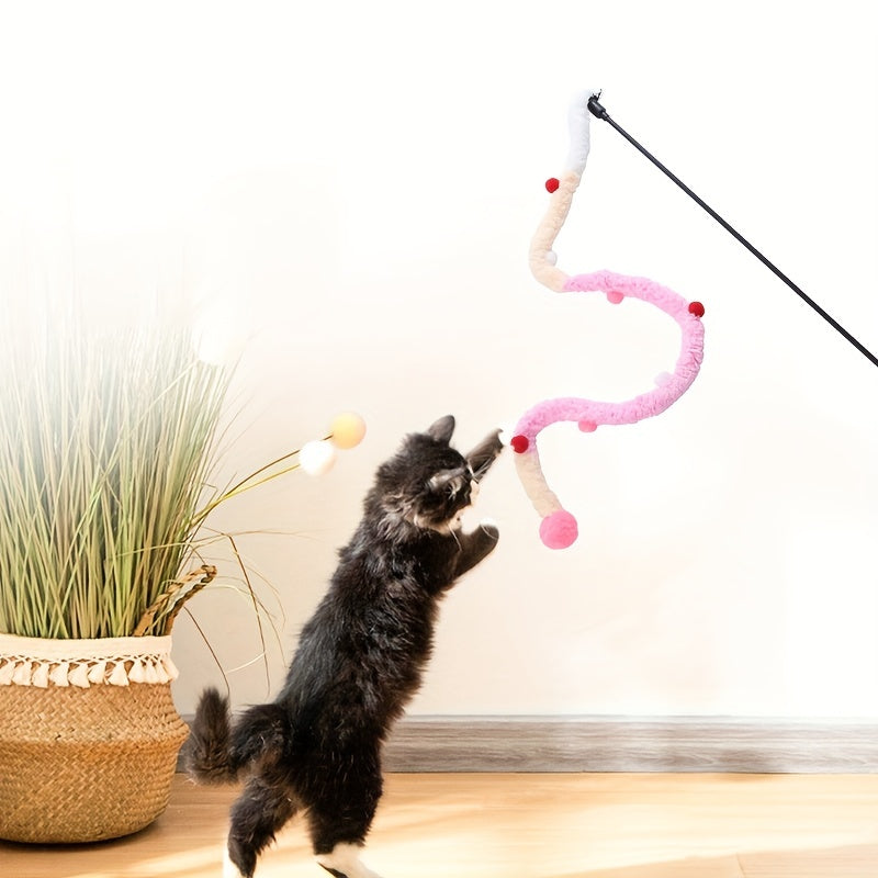 Canne à Plumes Souple avec Serpent en Peluche pour Chat