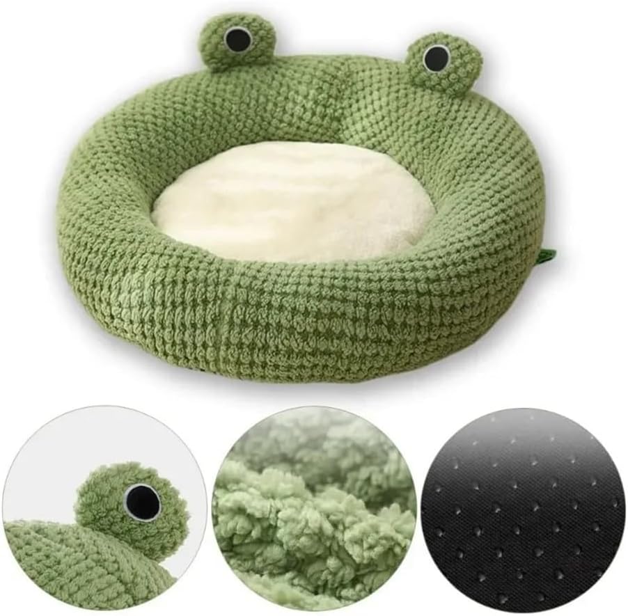 Panier rond en peluche forme grenouille pour petit Chien ou Chat