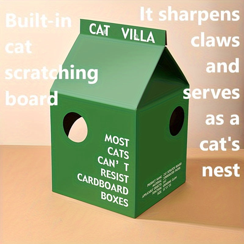 Maison en Carton en Forme de Brique de Lait pour Chat