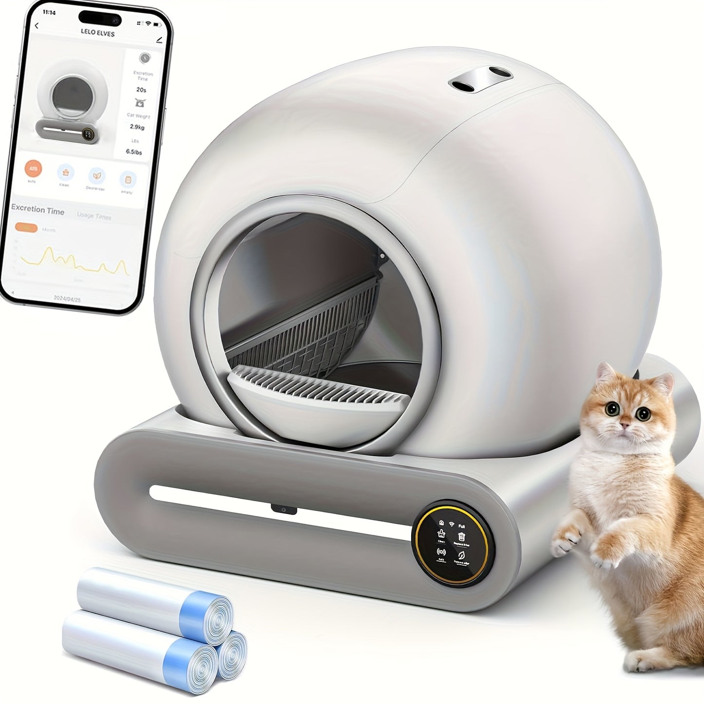 Bac à Litière Robot Automatique Connecté 65L