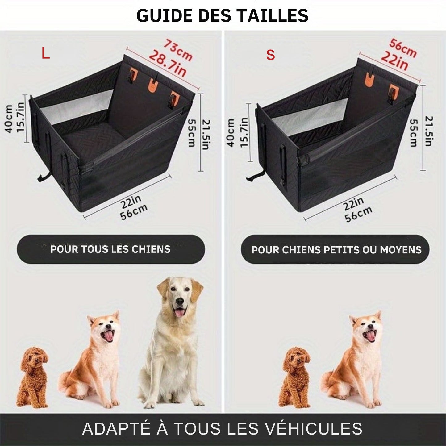 Lit de banquette arrière avec base rigide pour Chien