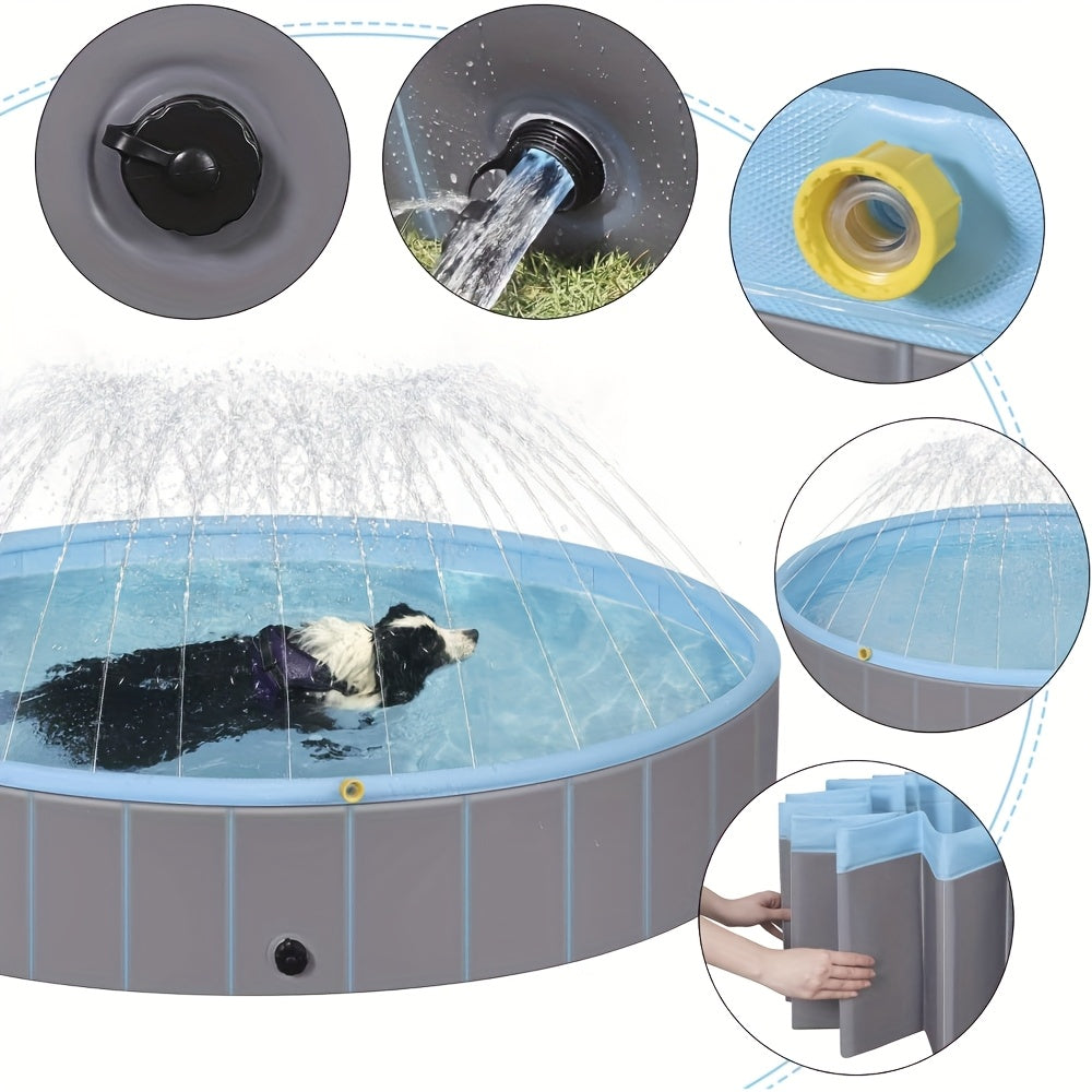 Piscine d’Été Antidérapante avec Jets d'eau pour Chiens
